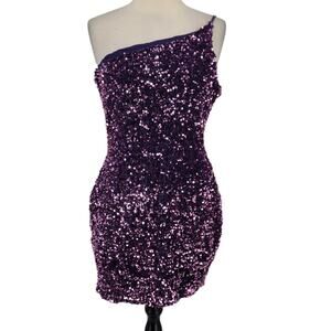 Crystal Sky Purple Sequin Mini Dress